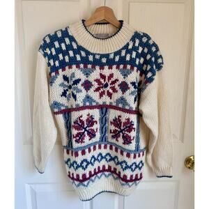 Vintage Granny Chic Handknit Women's Sweater Size Medium | 80's 90's Style